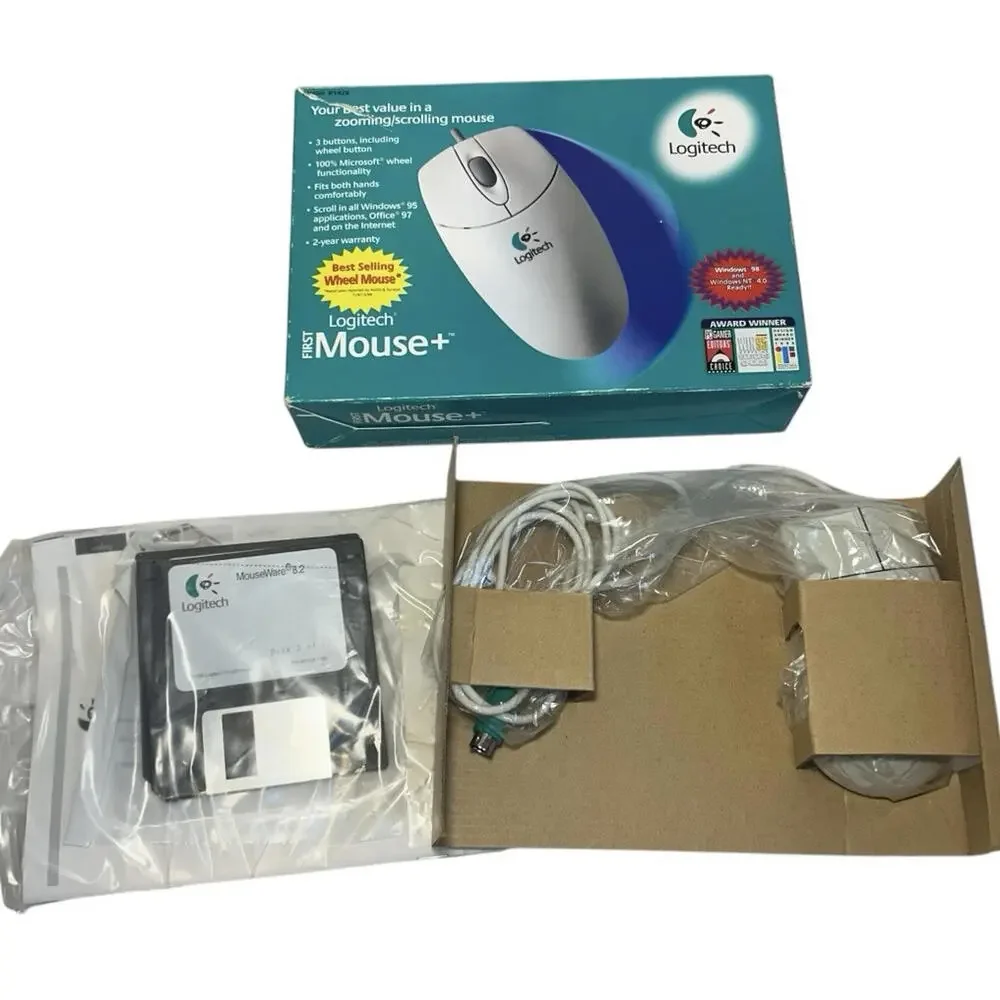 Logitech Mouseman Model 1428 3 Button wheel button Mouse Windows 98/ 4 Vintage